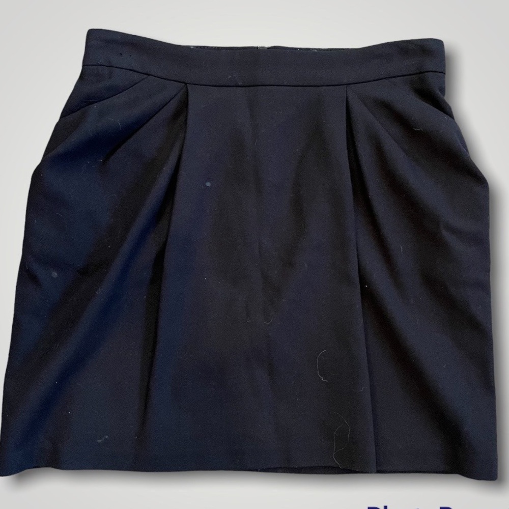 BA&SH Paramor a-line mini skirt pleated wool pockets black